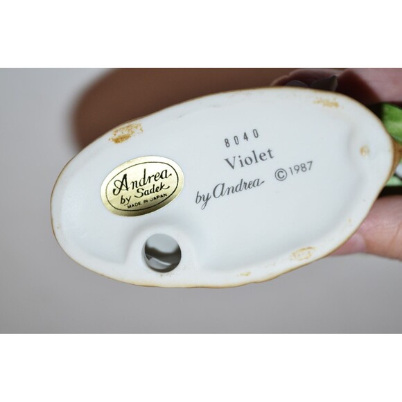 Andrea Sadek 1987 Violet Purple Flower Porcelain 3” Figurine Decor Japan #8040 - Picture 9 of 10